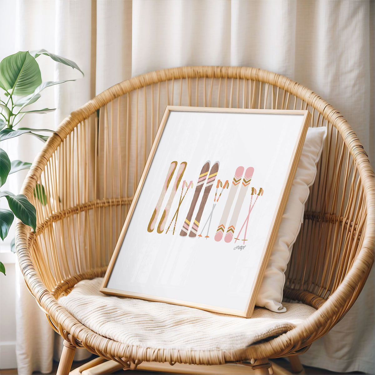 Illustration de ski (palette neutre) - Impression d'art